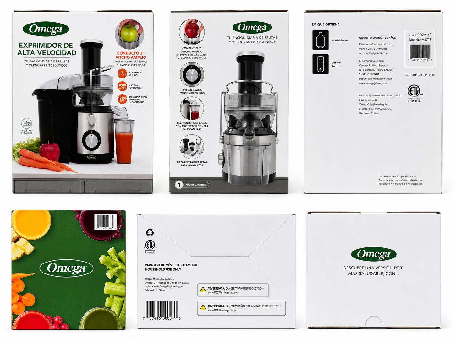 Omega High-Speed Juicer 1000W Centrifugal Juice Extractor with 3-Inch Large Feed Chute, 2-Speed, Dishwasher Safe, Black/Silver
